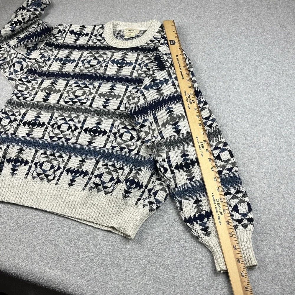 Vintage St. Johns Bay Sweater Mens Large Aztec Geometric Knit Crewneck 90s